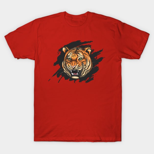 Tiger's Head T-Shirt by katanya78